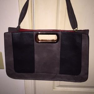 Gray black And Red Shoulder Purse